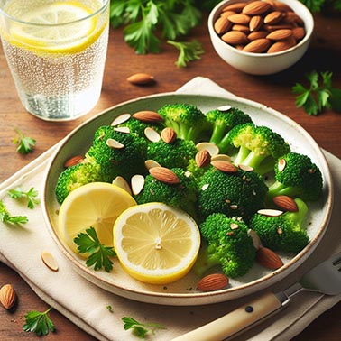 plato con brócolis y refresco